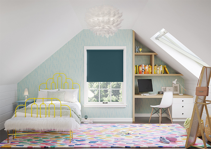 Trinity (Blackout), Teal - Motorised Roller Blind - Image 5